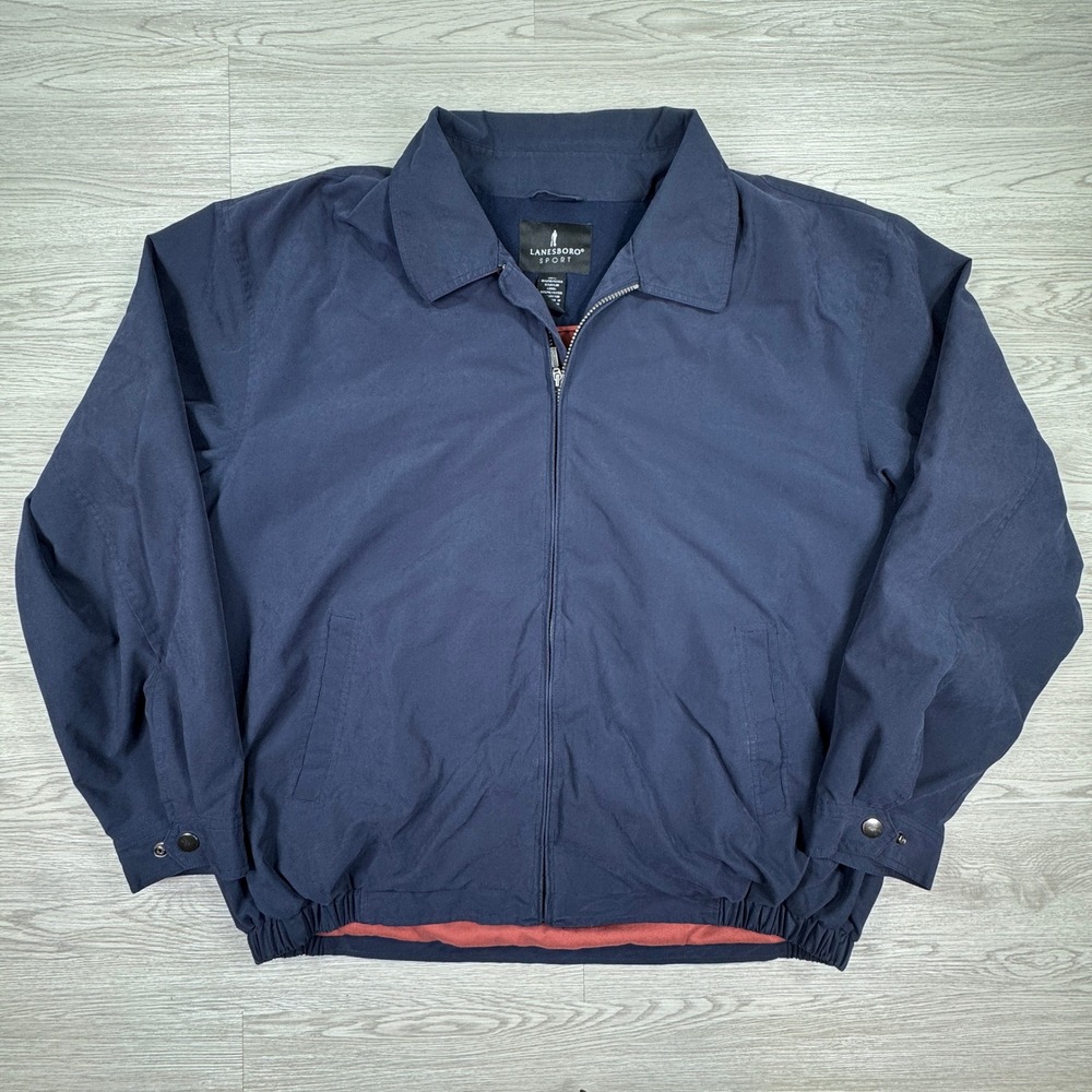 Lanesboro Sport Men's Jacket Windbreaker Navy Blue XXL Full Zip Lined Bomber